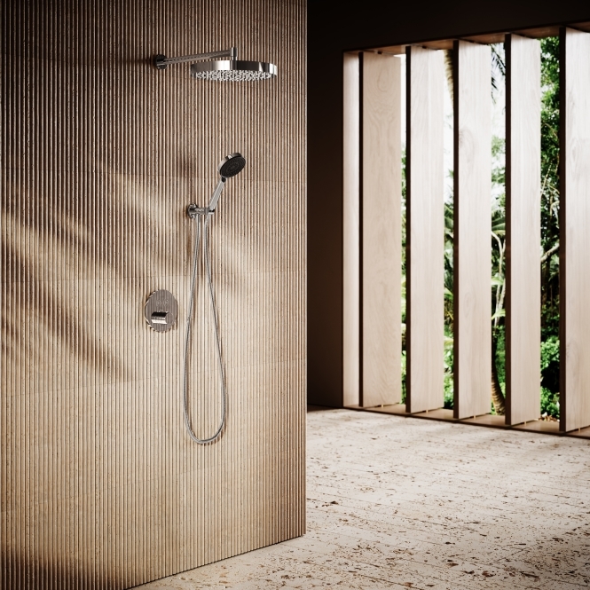 AcquaVita Chrome Push Button Rainfall Shower