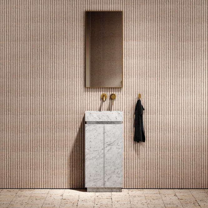 Artista Carrara Marble Bathroom Vanity Unit 400mm