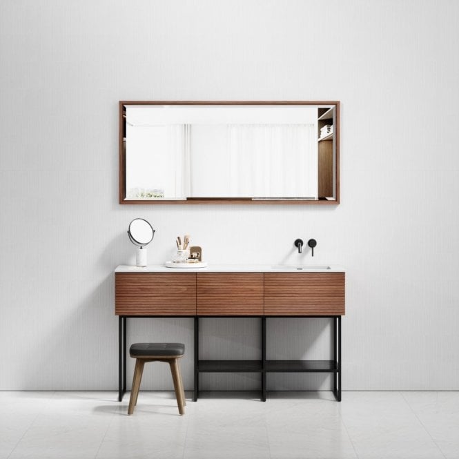 Audemar Walnut Vanity Unit with Stone Basin 1600mm