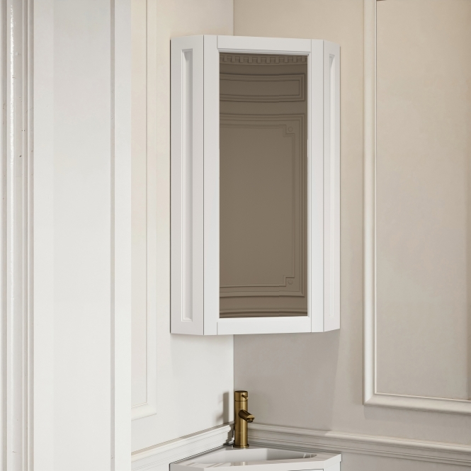 Blenheim Matte White Corner Storage Mirror 365mm