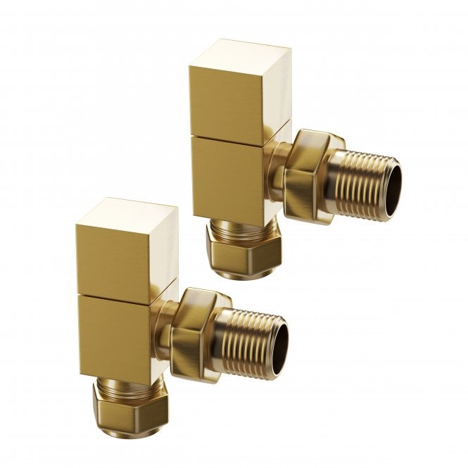 Brushed Gold Square Angled Radiator Valves