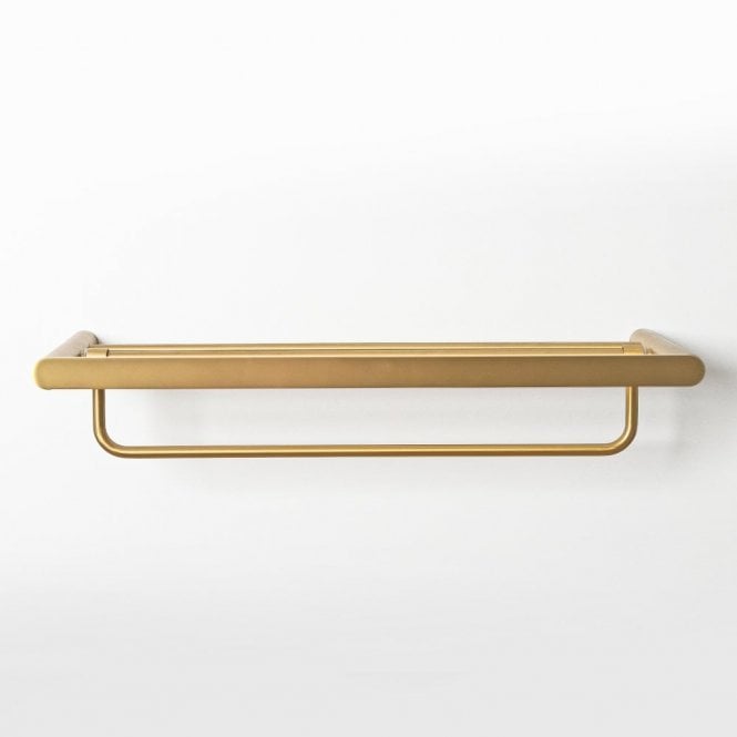 Brushed Gold Towel Shelf With Rail 600mm