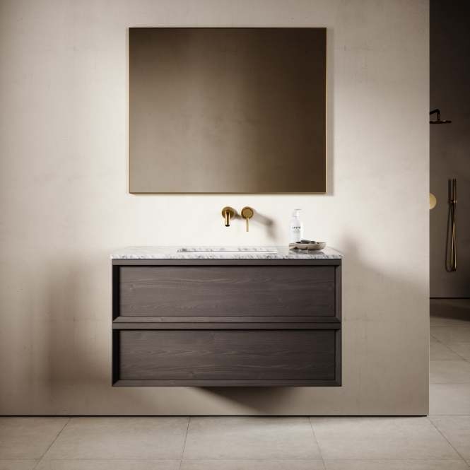 Capri Grey Oak Carrara Marble Vanity Unit 1000mm