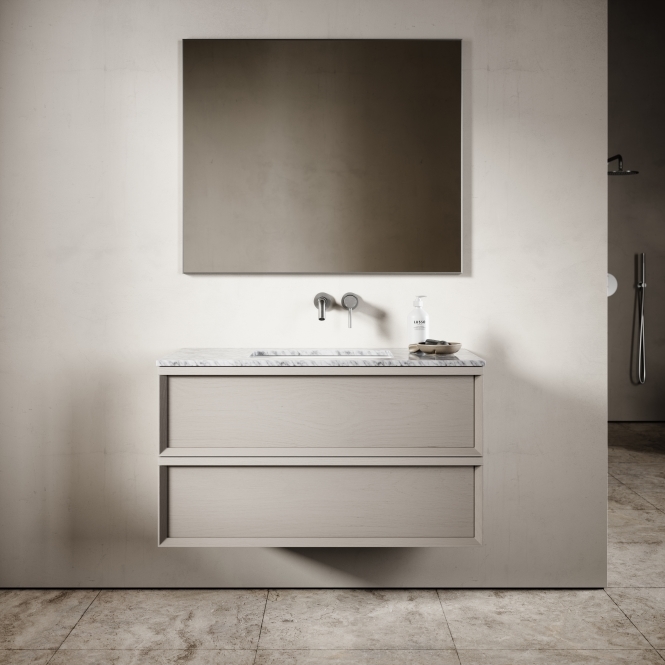 Capri Velvet Beige Carrara Marble Vanity Unit 1000mm