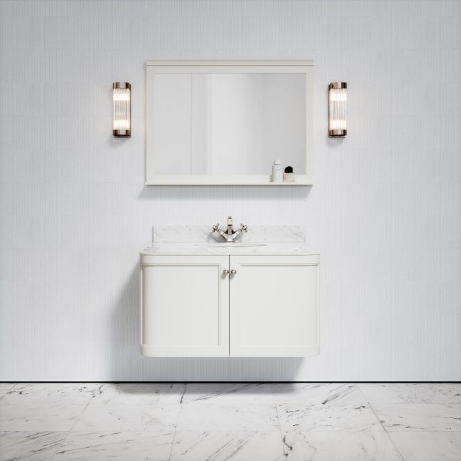 Charsley Matte Cream Carrara Marble Wall Mounted Vanity Unit 1000mm