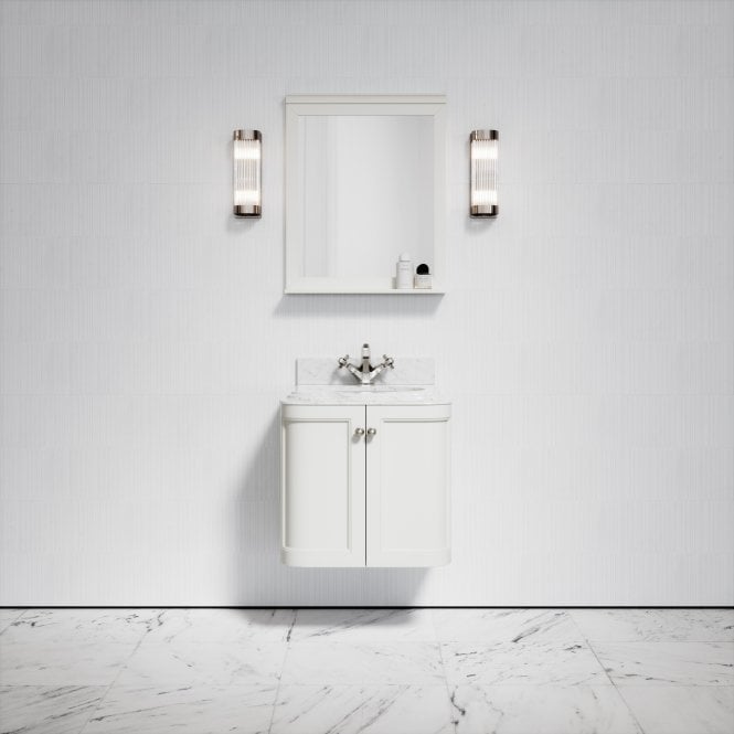 Charsley Matte Cream Carrara Marble Wall Mounted Vanity Unit 600mm