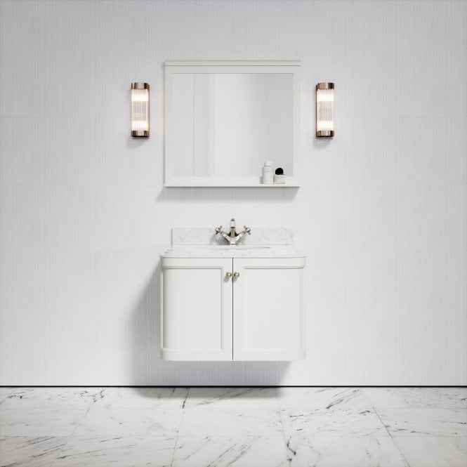 Charsley Matte Cream Carrara Marble Wall Mounted Vanity Unit 800mm