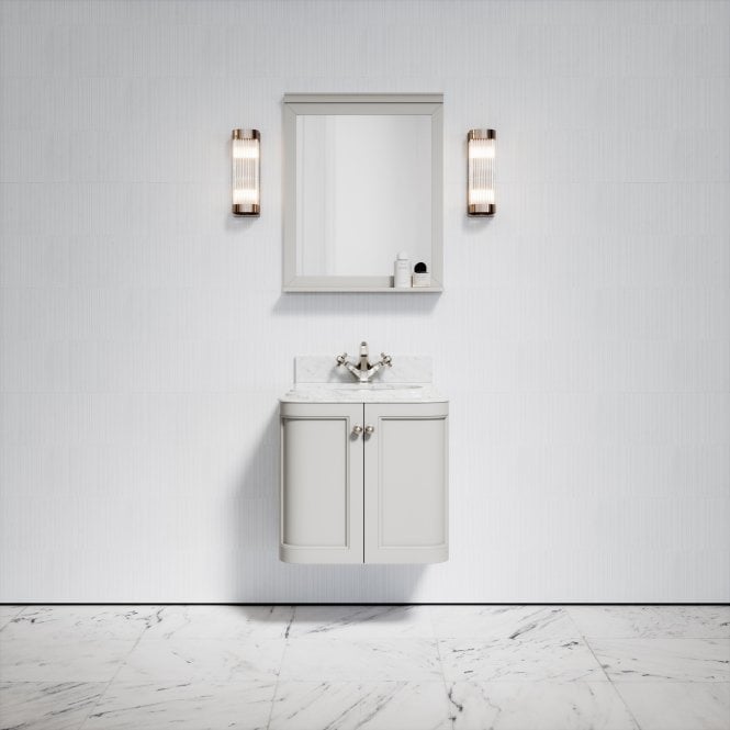 Charsley Matte Stone Carrara Marble Wall Mounted Vanity Unit 600mm