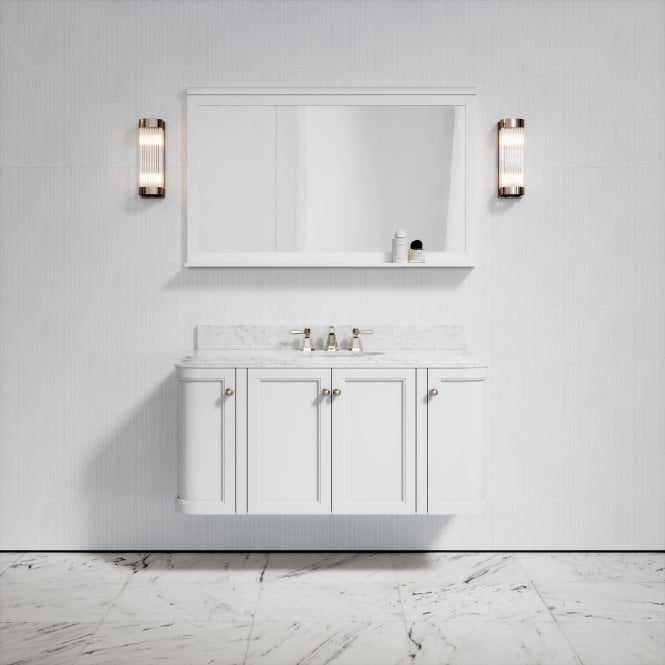 Charsley Matte White Carrara Marble Wall Mounted Vanity Unit 1200mm