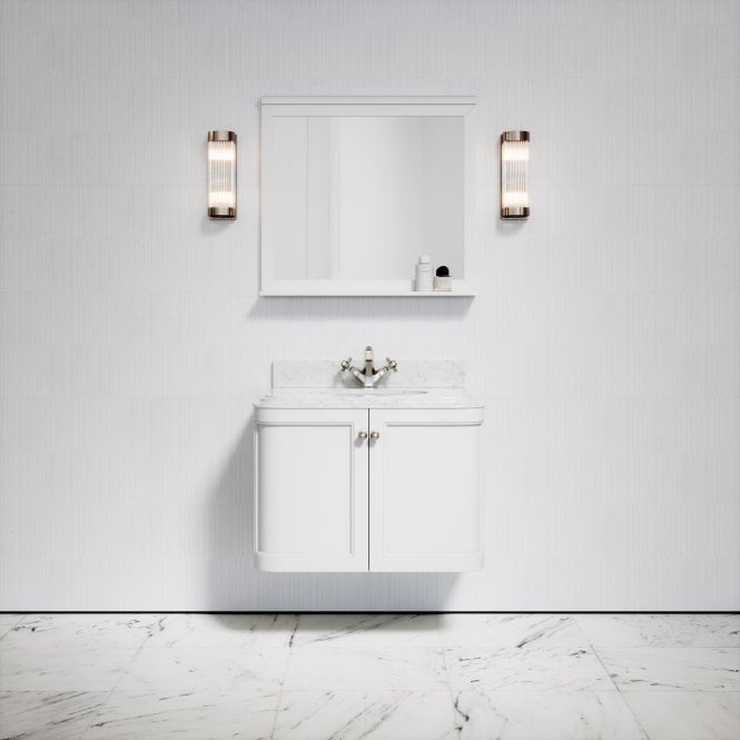 Charsley Matte White Carrara Marble Wall Mounted Vanity Unit 800mm