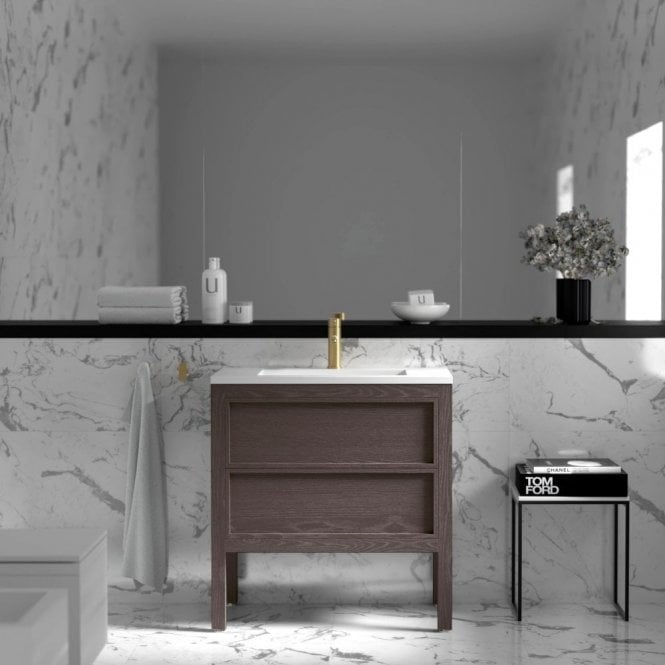 Claridge Grey Oak Vanity Unit with Stone Basin 800mm