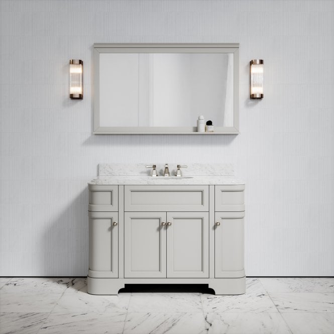 Connaught Matte Stone Carrara Marble Floorstanding Vanity Unit 1200mm