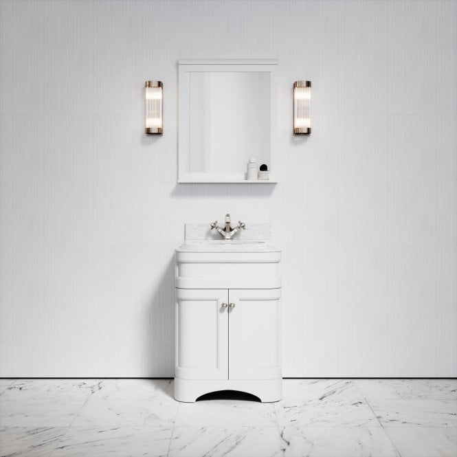 Connaught Matte White Carrara Marble Floorstanding Vanity Unit 600mm
