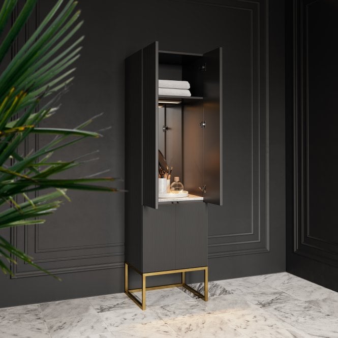 Couture Matte Black Beauty Storage Cabinet 500mm