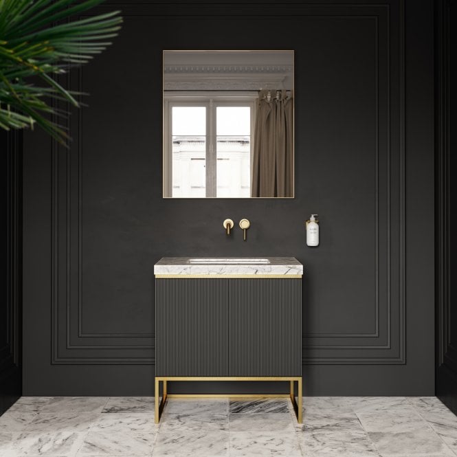 Couture Matte Black Floorstanding Fluted Vanity Unit 800mm