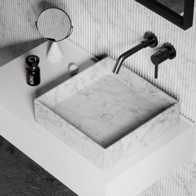 Cube Carrara Marble Countertop Basin 400mm