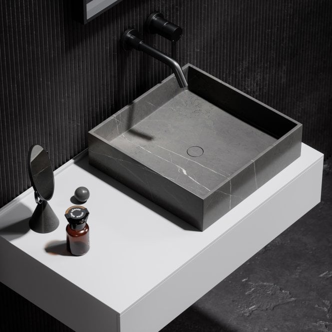 Cube Pietra Grey Marble Countertop Basin 400mm