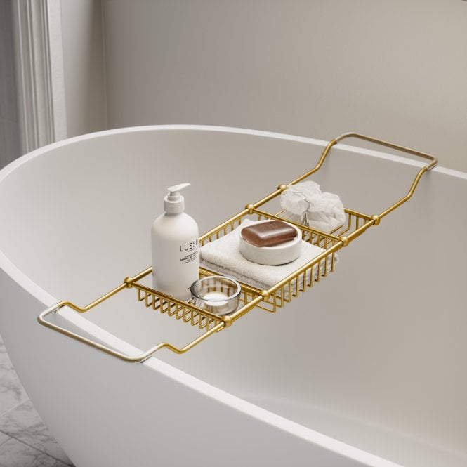 Decor Brushed Gold Bath Caddy Rack (830-930mm)
