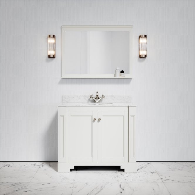 Eaton Matte Cream Carrara Marble Floorstanding Vanity Unit 1000mm