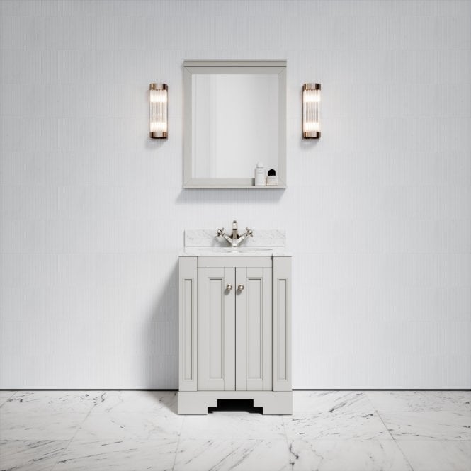 Eaton Matte Stone Carrara Marble Floorstanding Vanity Unit 600mm