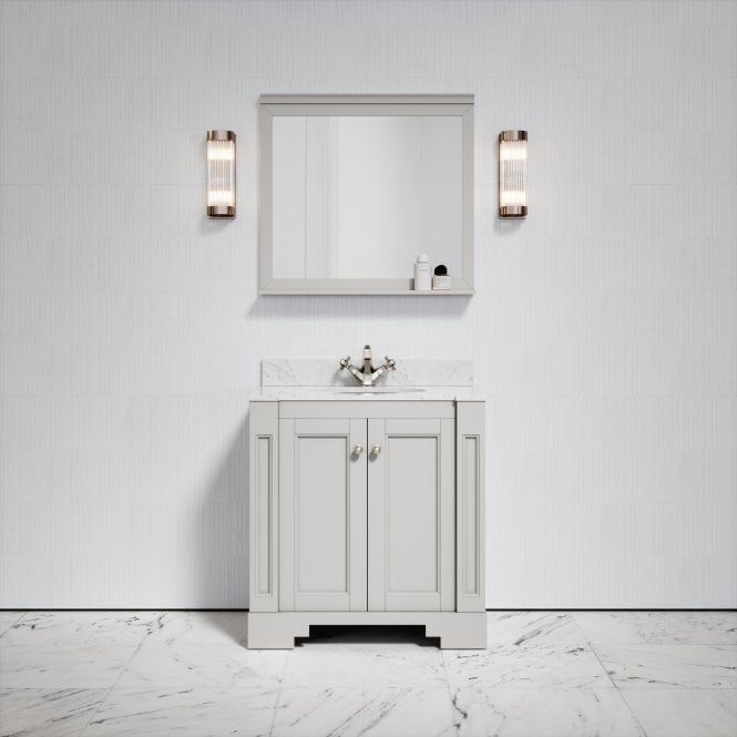 Eaton Matte Stone Carrara Marble Floorstanding Vanity Unit 800mm