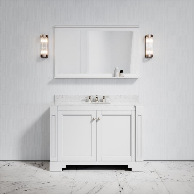 Eaton Matte White Carrara Marble Floorstanding Vanity Unit 1200mm