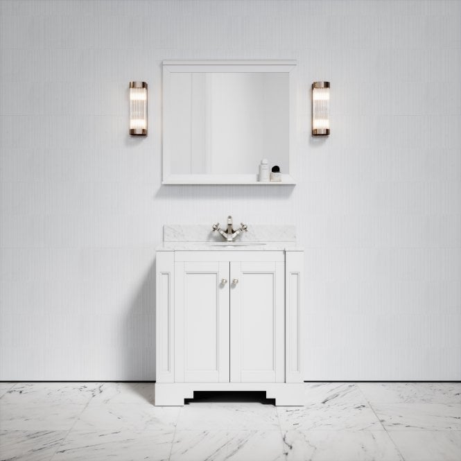 Eaton Matte White Carrara Marble Floorstanding Vanity Unit 800mm