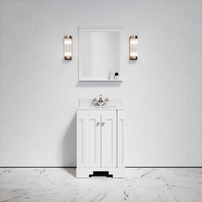 Eaton Primed White Carrara Marble Floorstanding Vanity Unit 600mm