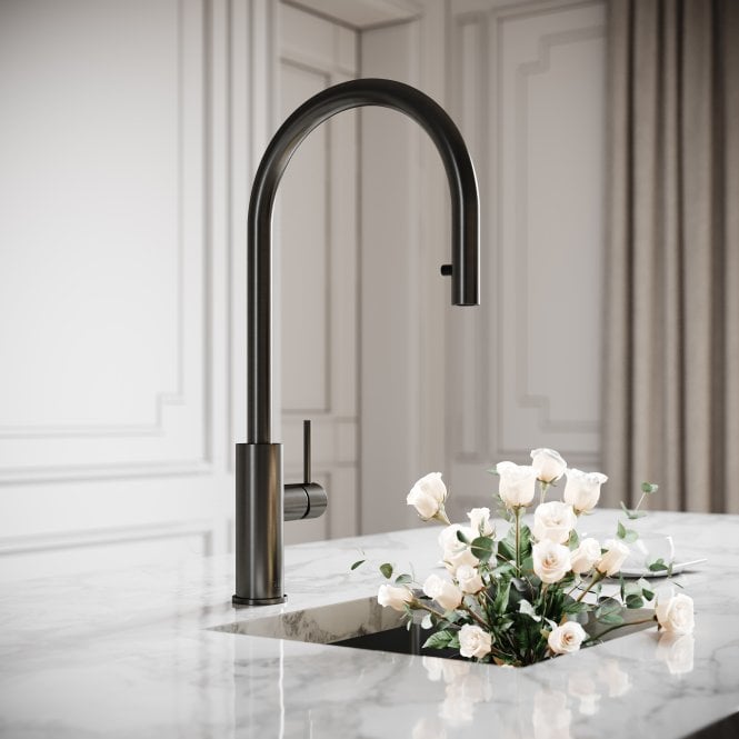 Elegance Pull Out Kitchen Mixer Tap Gunmetal