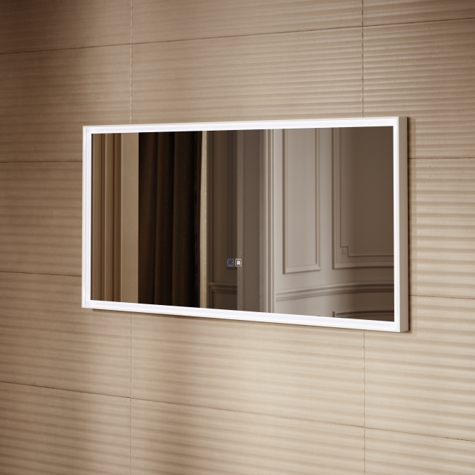 Elixir Matte White LED Demister Stone Mirror 1200mm