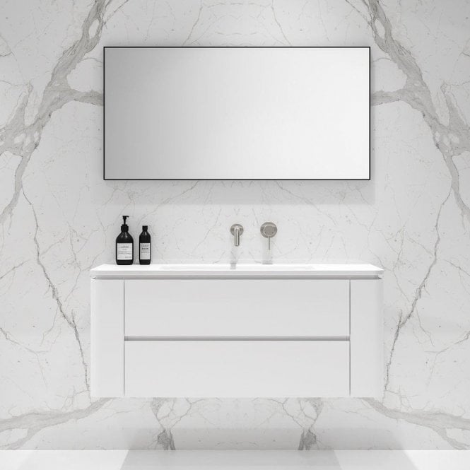 Fontane Matte White Vanity Unit with Stone Basin 1200mm