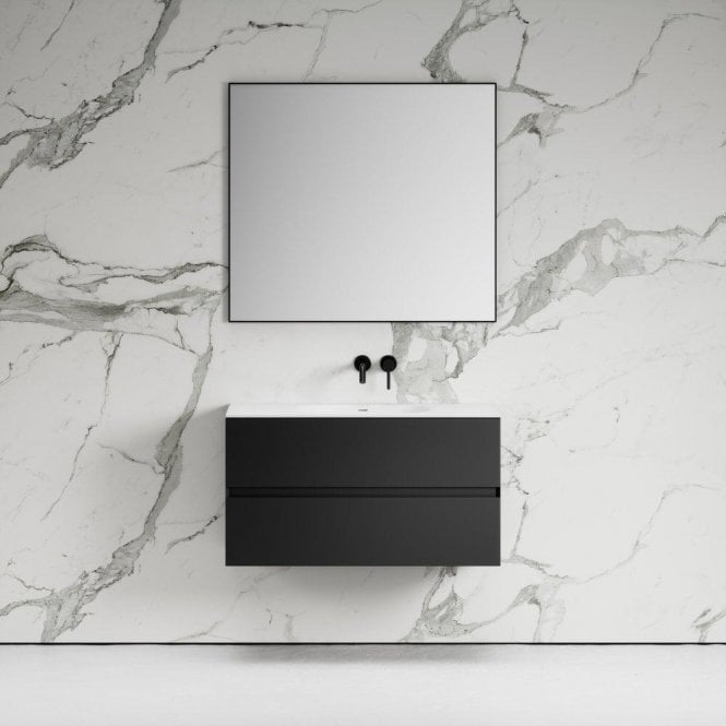 Gobain Black Vanity Unit with Stone Basin 1000mm