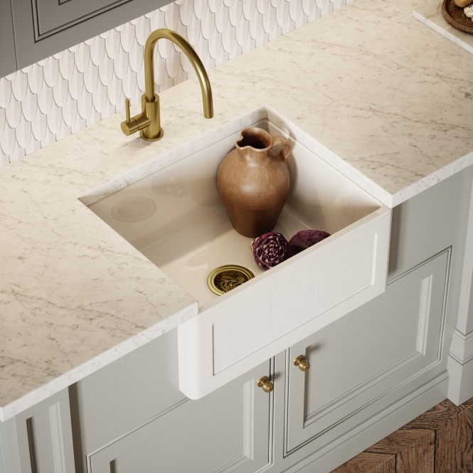 Grantley Single White Ceramic Butler Kitchen Sink 600mm