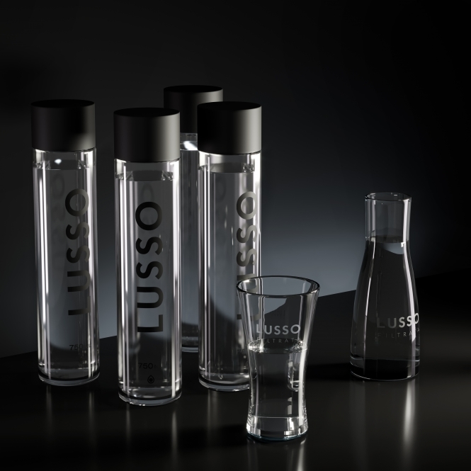 Lusso Refillable Glass Water Bottle x4