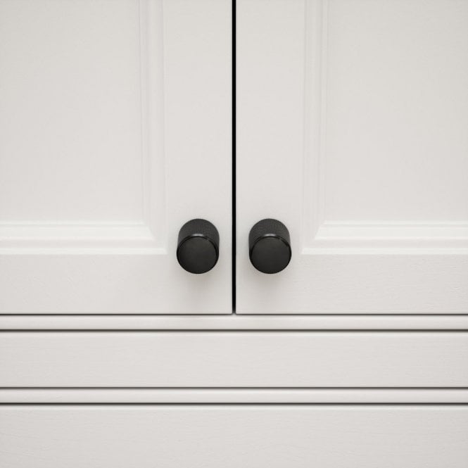 Luxe Knurled Matte Black Furniture Knobs (Pair)