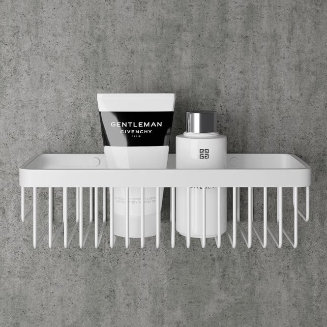 Luxe Matte White Large Shower Storage Basket