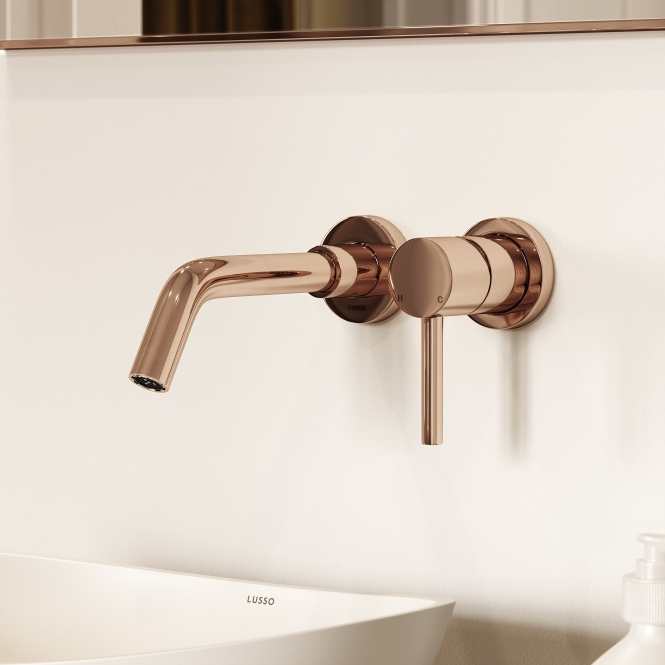 Luxe Rose Gold Wall Mounted Basin Mixer Tap V1