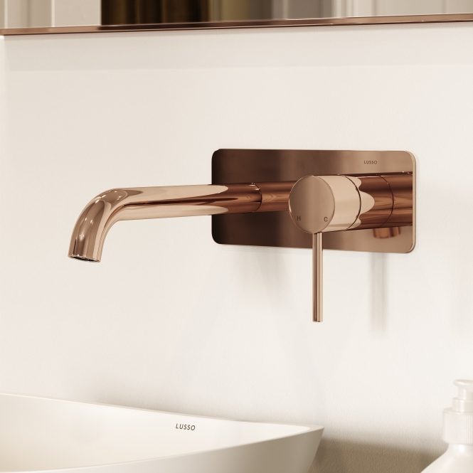 Luxe Rose Gold Wall Mounted Basin Mixer Tap V2