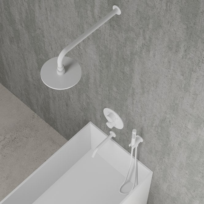 Luxe Silk Matte White 3 Way Thermostatic Shower with Handheld Shower & Bath Spout