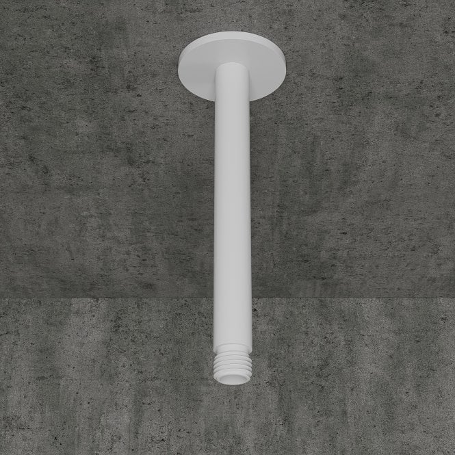 Luxe Silk Matte White Ceiling Mount Shower Arm