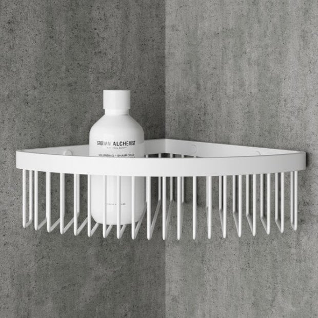 Luxe Silk Matte White Bathroom Shower Storage Shelf - LUSSO