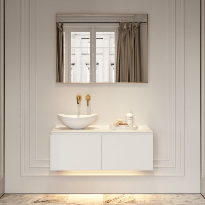 Luxor Matte White Stone Vanity Unit 1000mm