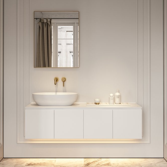 Luxor Matte White Stone Vanity Unit 1400mm