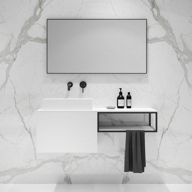 Modus Matte White Vanity Unit with Black Frame 1200mm