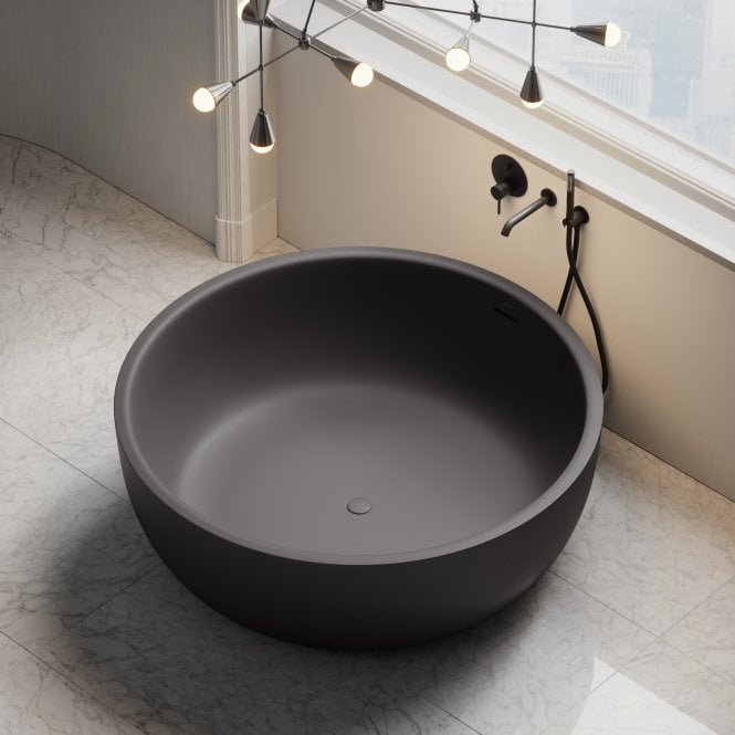 Notion Charcoal Freestanding Stone Round Bath 1350mm