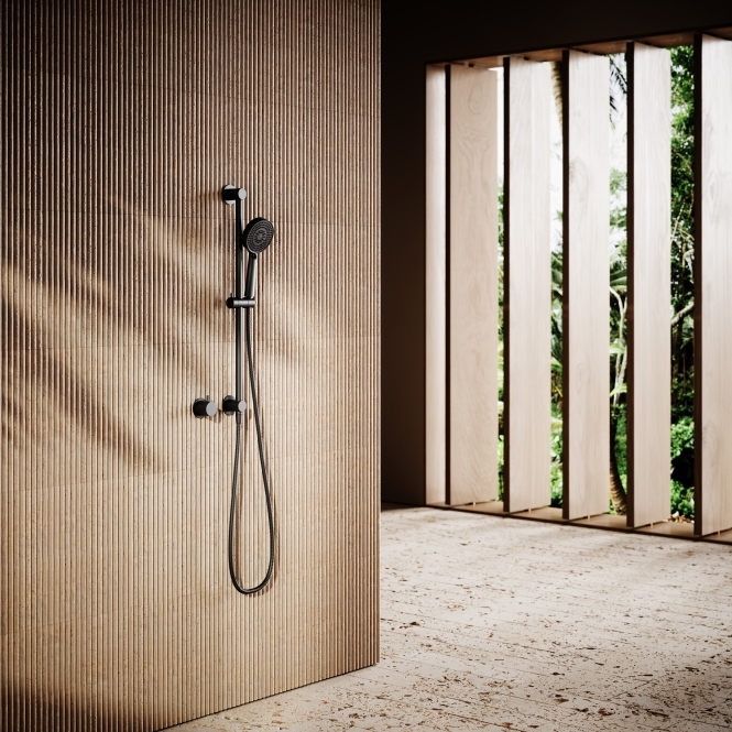 Revive Matte Black Shower Riser Kit with Valve