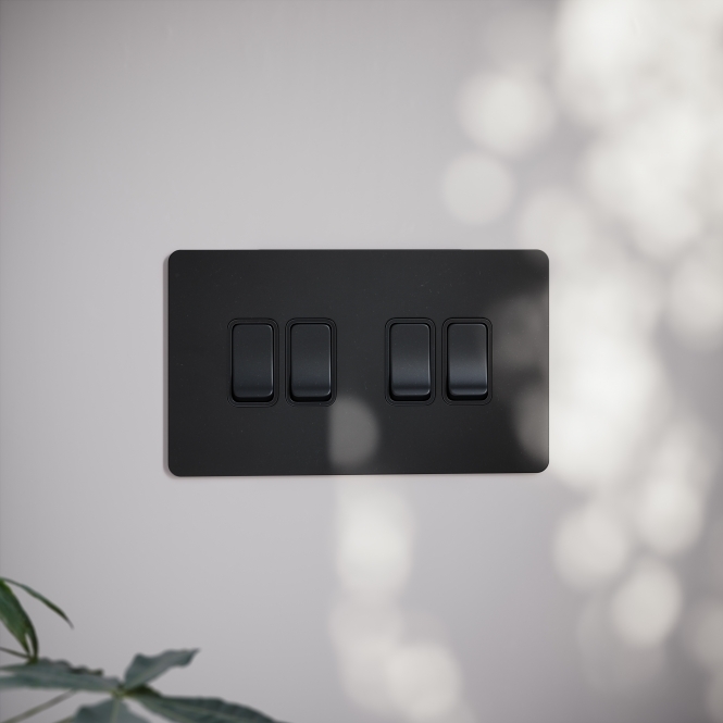 SlimTech Collection Matte Black 4 Gang 2 Way Switch