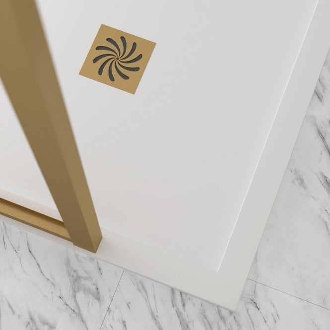 Square Shower Waste Cover Plate Brushed Gold