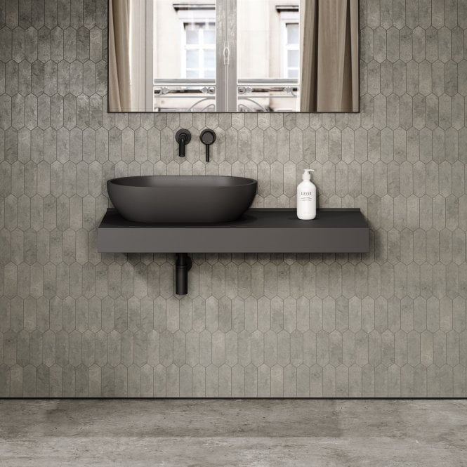 Stone Wall Hung Countertop Basin Shelf (1000mm Wide - Charcoal)