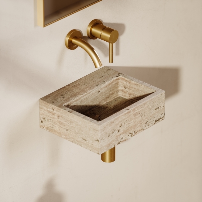 Vasel Travertine Stone Wall Hung Basin 300mm